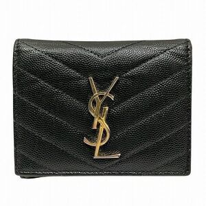 Saint Laurent Quilted V Stitch Leather Trifold Wallet